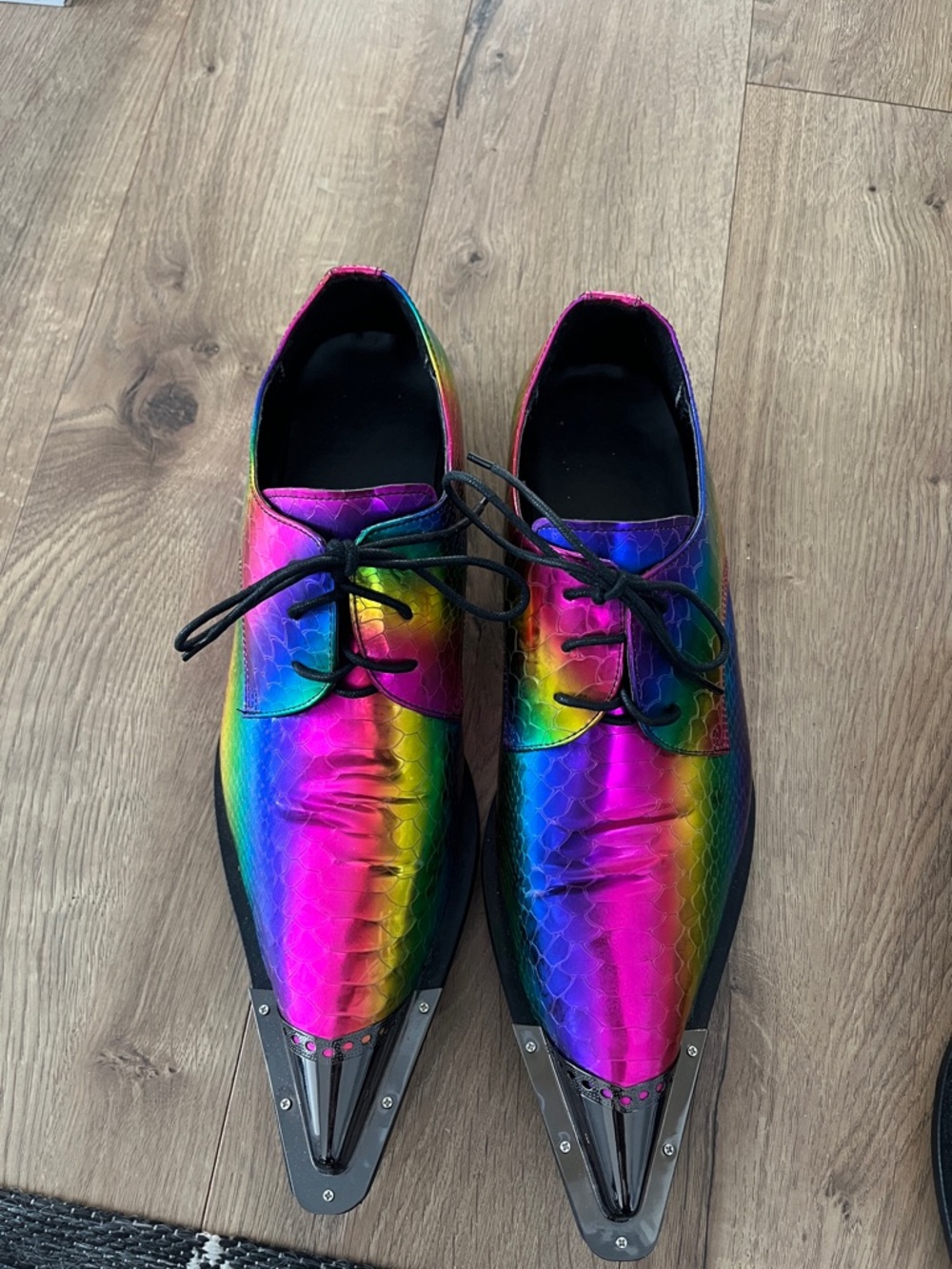 Men's Multicolor Metallic Lace-Up Derby Shoes